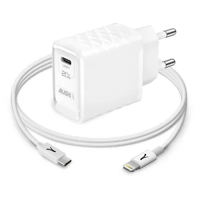 Ladegerät Akashi ALTACQC20LITWH 20W USB-A Quick Charge 3.0 Weiß Lightning Kabel