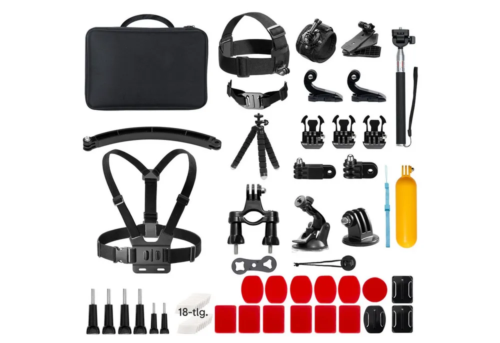 Akaso Action Cam-Halterung Zubehör-Set 60 in 1 für AKASO, GoPro Hero, DJI Osmo, (60-tlg., Komplett für Vlogging, Radfahren, Wassersport, universell kompatibel)