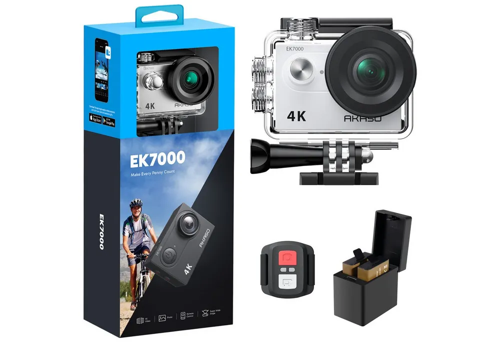 Akaso EK7000 Action Cam (4K Ultra HD, WLAN (Wi-Fi), 30M wasserdicht, 170°Ultra Weitwinkelt, Fernbedienung)