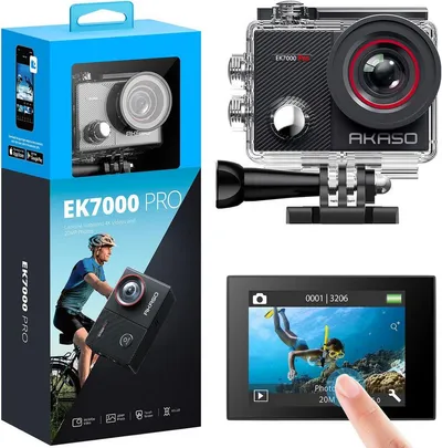 Akaso EK7000 Pro Action Cam (4K Ultra HD, WLAN 2.4 GHz, 4K 20MP WiFi Wasserdicht bis 40m,Touchscreen, EIS 2.0)