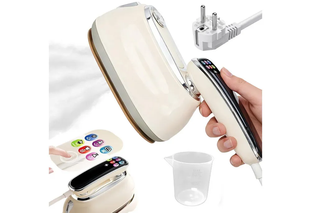 AKKEE Dampfbügeleisen 2-IN-1 Dampfglätter, Handheld Steamer tragbares 5 Temperaturstufen, 1300 W, Intelligente Temperaturregelung