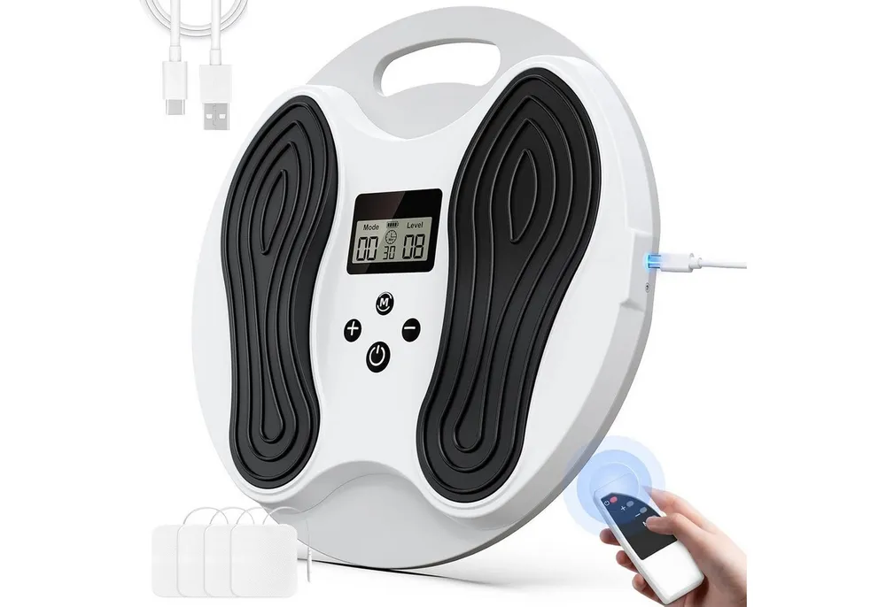 AKKEE EMS-Fußmassage-Gerät Medic Durchblutungsstimulator für Füße & Beine, (Inkl. 4 TENS-Pads), für Entspannung, Muskelkräftigung und Schmerzbehandlung