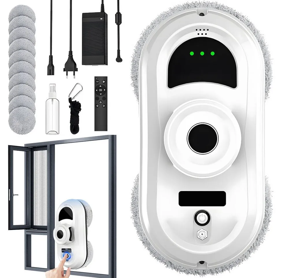 AKKEE Fensterputzroboter Automatischer Glasreinigungsroboter Fenstersauger 5600PA Fernbedienung