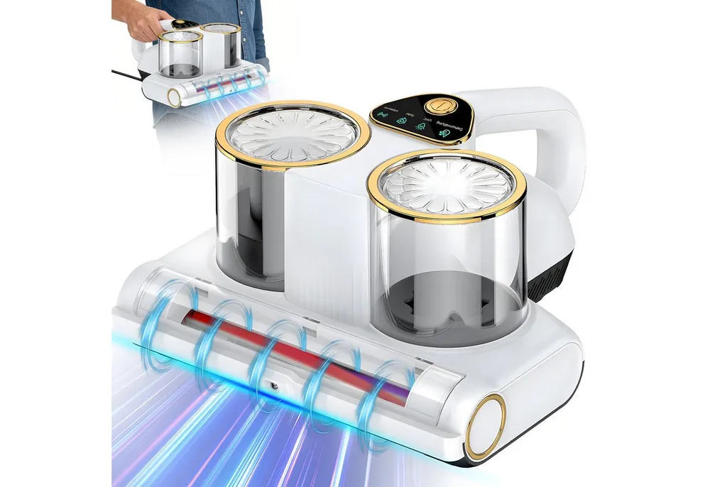 AKKEE Matratzenreinigungsgerät Milbensauger für Matratzen, Milbensauger mit UV-Licht 16KPA Absaugung, 500 W, entfernt 99,9% Bakterien, Staub-Milben, Allergene