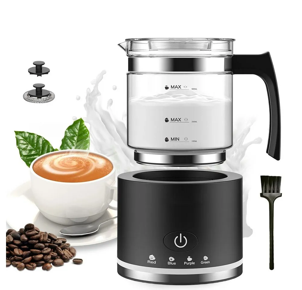 AKKEE Milchaufschäumer Elektrisch, 4 in 1 Milchschäumer für Heißer und Kalter, 500ml, 600 W