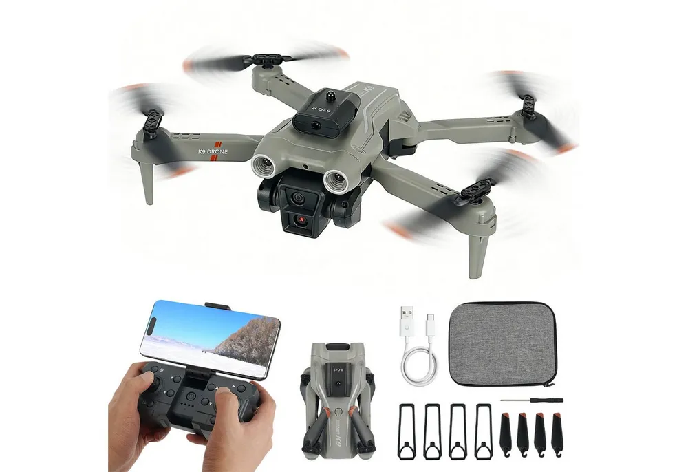 AKKEE mit Kamera 4K, RC Quadcopter mit Kamera Faltbare FPV Drone Drohne (4K, mit 3 Batterien Hindernisvermeidung, für Kinder Anfänger)