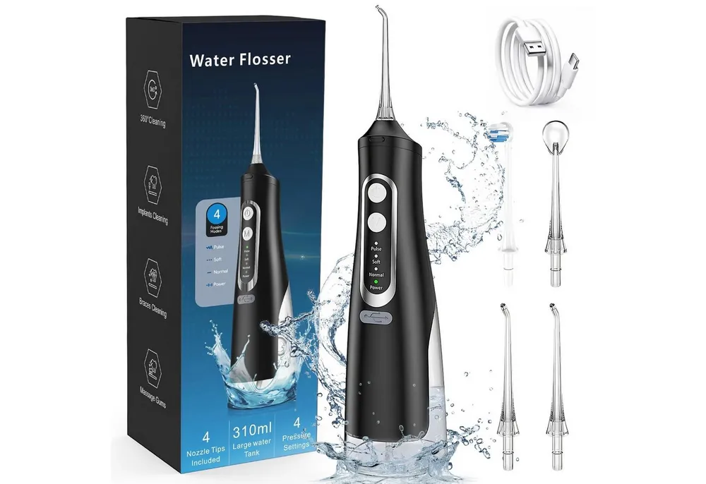 AKKEE Munddusche Elektrische Zahndusche Zahnzwischenraum-Reiniger, IPX7 Wasserdicht, für Zahnzwischenräume