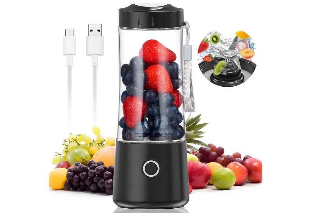 AKKEE Standmixer 400-ml-Mini-Standmixer Elektrischer Standmixer Ein-Knopf-Bedienung, Smoothie Maker Mixer für Shakes, Fruchtsaft, Eis