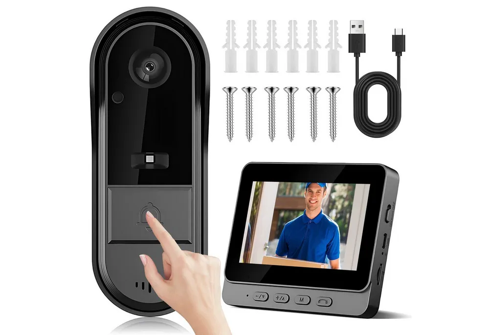 AKKEE Video-Türsprechanlage HD Smart Türklingel mit Kamera, mit Bluetooth, Kabellos (Türklingel-Set, wasserdicht)