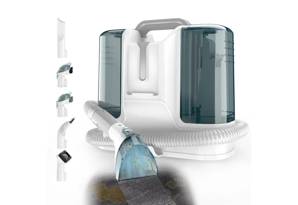 AKKEE Wasch-Sauger Nasssauger Teppichreiniger Polsterreiniger Gerät, 11kPa, 1.8L, 450 W, beutellos, Doppelwassertank und flexibel einsetzbaren Bürstenköpfen