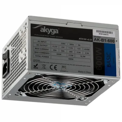Netzteil Akyga 600W Nicht-Modular ATX AK-B1-600 Effizienz 70 Plus Schutzmechanismen
