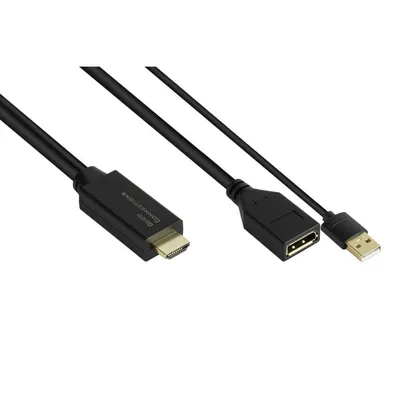 Adapterkabel Alcasa HDMI-AD22 0,3 m HDMI Typ A auf DisplayPort 2.0b Schwarz