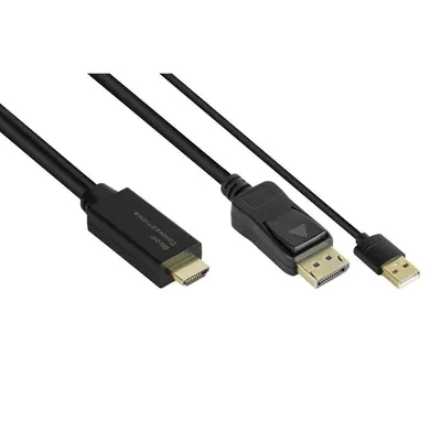 Adapterkabel Video Alcasa HDMI-DP010 1m HDMI Typ A zu DisplayPort Schwarz