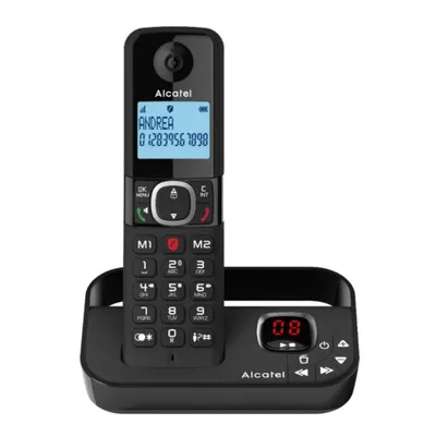 Telefon Alcatel F860 Voice Duo Schwarz Drahtlos Anrufbeantworter Freisprechen 2 Handgeräte