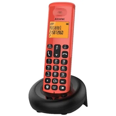 DECT Telefon Alcatel E160 Anruferkennung 50 Einträge Schwarz Rot