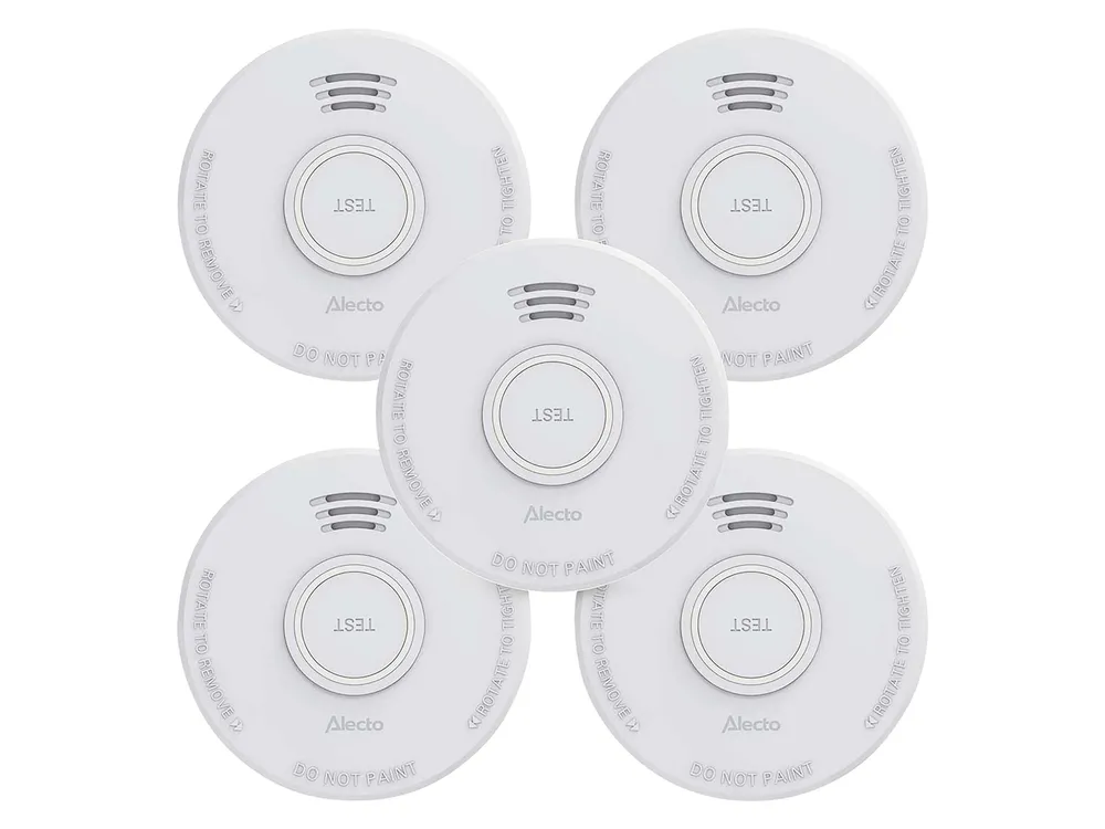 ALECTO Stand-Alone-Rauchmelder SD110 5x, 1-Jahres-Batterie, weiß, 5 Stück