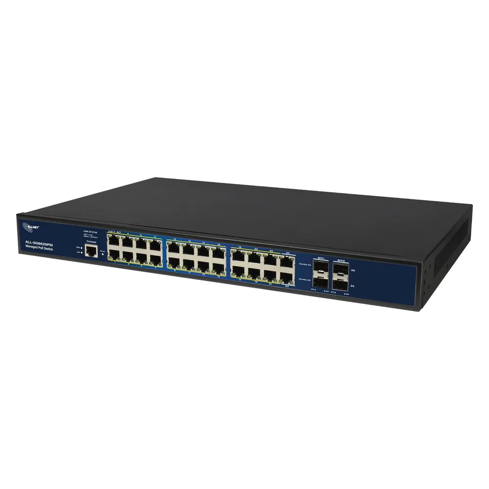 Allnet Switch smart managed 24 Port Gigabit 390W 24x PoE+ 4x SFP 48,30cm (19")