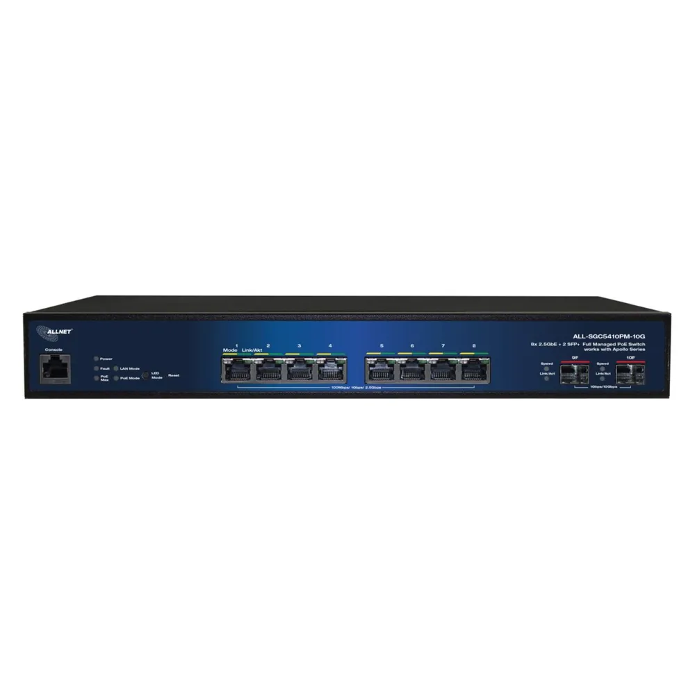 Allnet Apollo full managed Layer2+ 10Port • 8x 2.5GB • PoE Budget 240W • 8x PoE at • 2x SFP+ • Apol