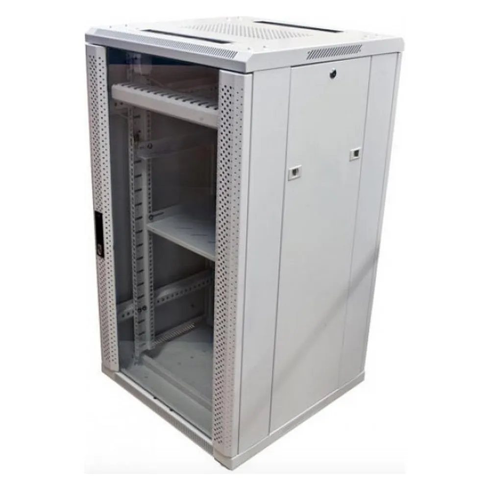 Allnet 19 Schrank 22HE B600 / T900mm *lichtgrau* SNB-Serie Glastür