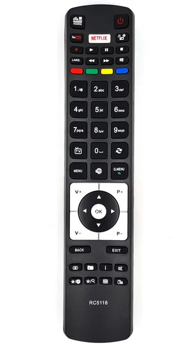 Alltro Ersatz TV Fernbedienung für KENDO RC5118 / Fernseher Fernbedienung (Mit YouTube-, Netflix-Tasten)