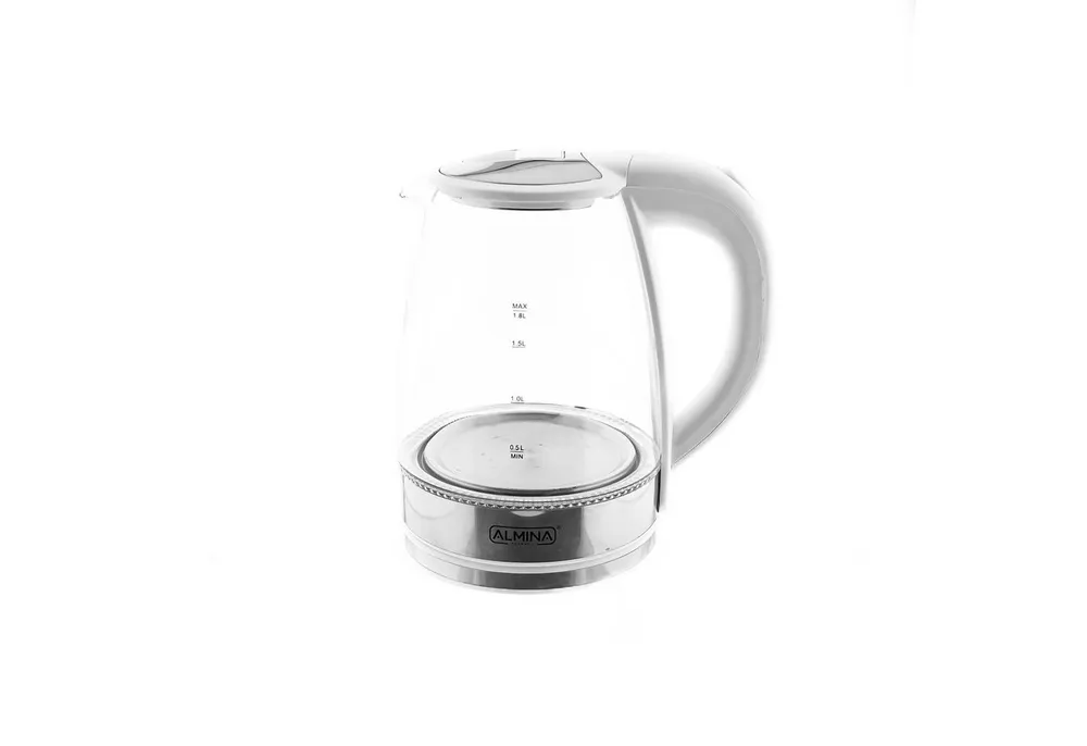 Almina Wasserkocher 1,8 Liter Glaswasserkocher mit Wasserstandsanzeige LED-Beleuchtung