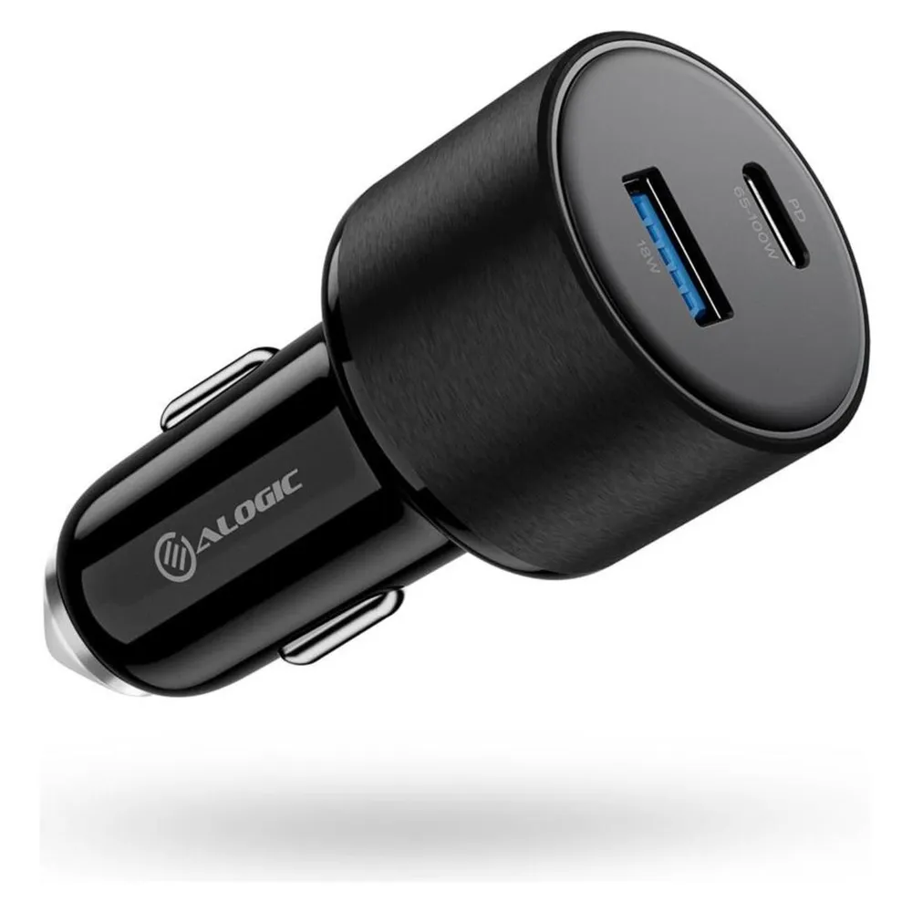 Alogic Lagegerät Auto 100W USB-C+USB-A +USB-C zu USB-A Kabel