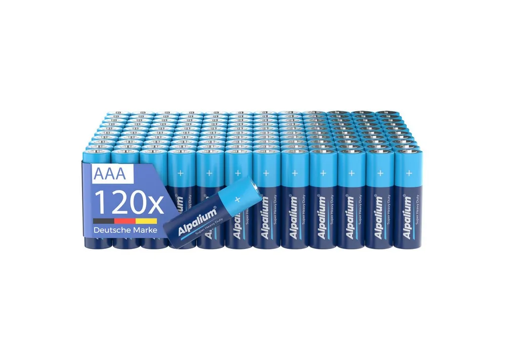 ALPALIUM AAA Batterien R03 Micro - 120 Stück, Alpalium Zink Kohle Batterie, lange Lagerfähigkeit, umweltfreundlich verpackt, Vorratspack
