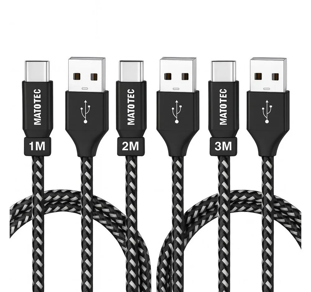 Alpha Electronics 3er Set USB C Datenkabel SCHNELL Ladekabel Smartphone-Kabel, USB-C, USB Typ C, USB Typ A, für Huawei, Xiaomi, Samsung, Apple, Honor uvm 1M 2M 3M