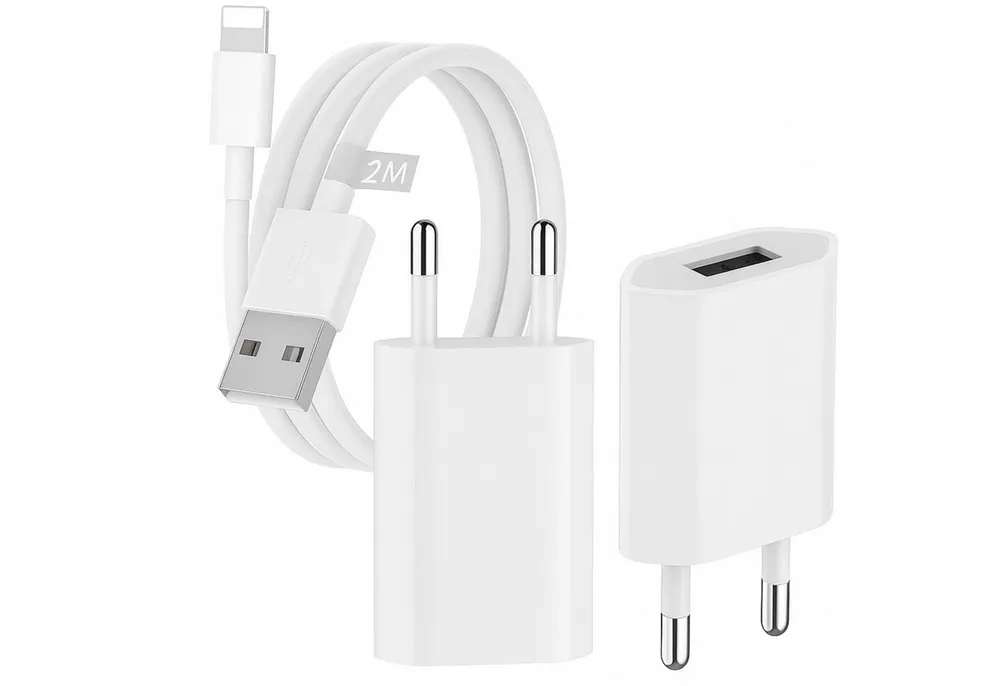 Alpha Electronics Ladegerät-Set passt für iPhone 14/13/12/11, X, XR, XS, XS Max Smartphone-Ladegerät (500,00 mA, Sparset, 2-tlg., inklusive 10W Netzteil, 2 m Lightning-Kabel)