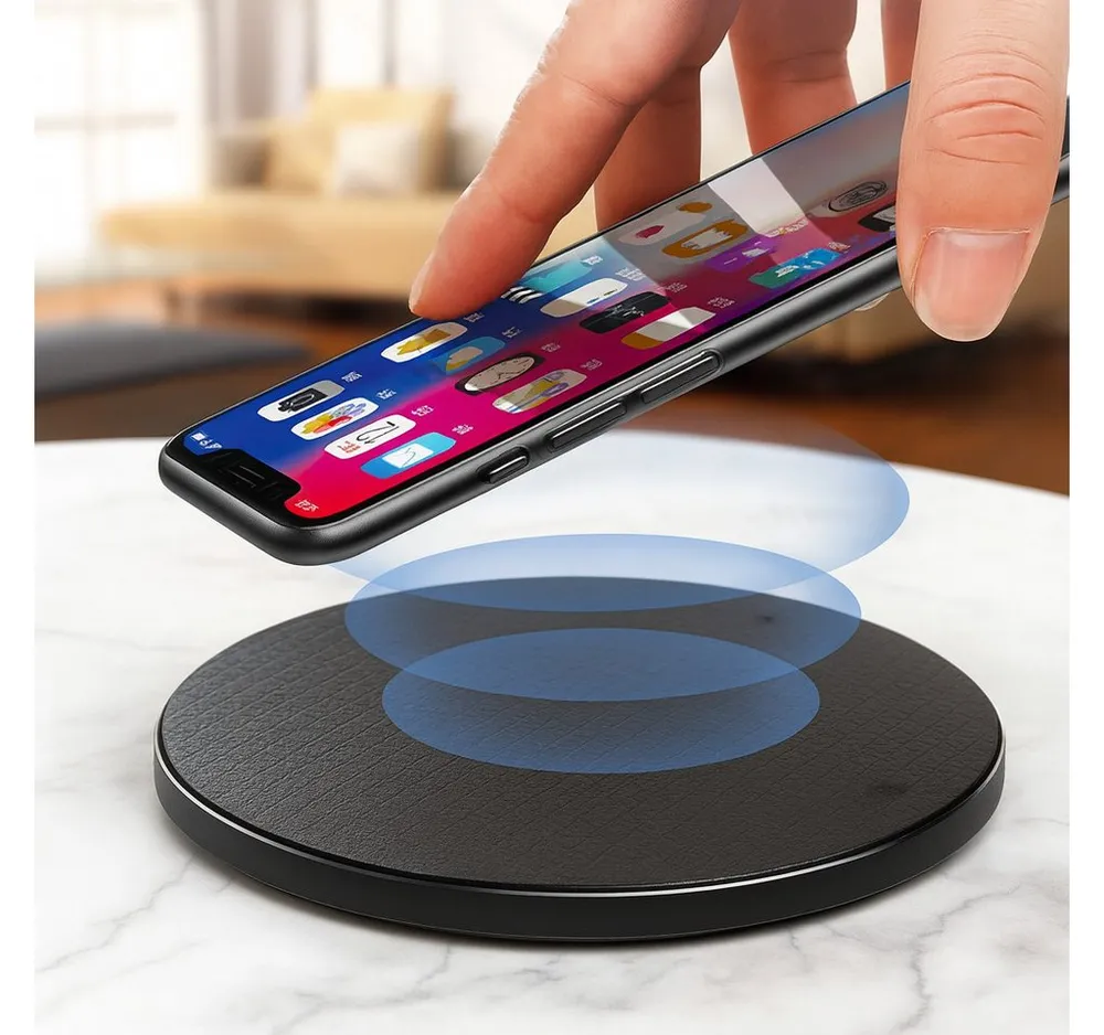 Alpha Electronics Qi Ladegerät für iPhone Wireless Charger Induktions-Ladegerät (1,1 mA, Sparset, 2-tlg., Universalkompatibilität, Fast Charge, QI Ladestation)