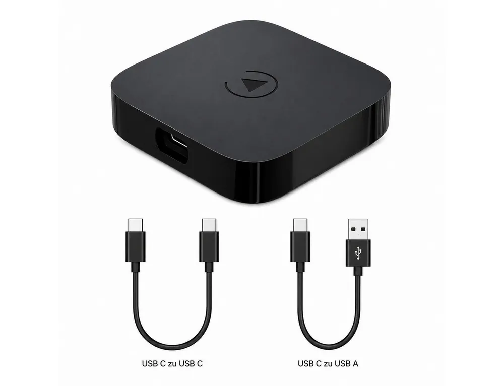 Alpha Electronics Wireless CarPlay und Android Auto Adapter USB-A zu USB Typ C, 50 cm, Plug & Play, Sprachsteuerung, Netflix, Youtube, Tik Tok
