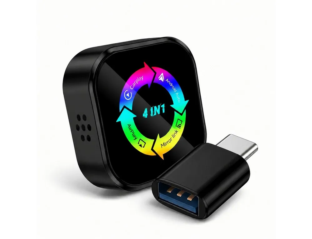 Alpha Electronics Wireless CarPlay und Android Auto Adapter USB Typ C zu USB Typ A, 0 cm, Plug & Play Sprachsteuerung, Screen Mirroring Funktion