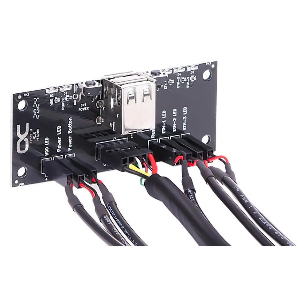 Alphacool Front I/O-Panel mit USB 2.0 und Kabelsatz für Servergehäuse