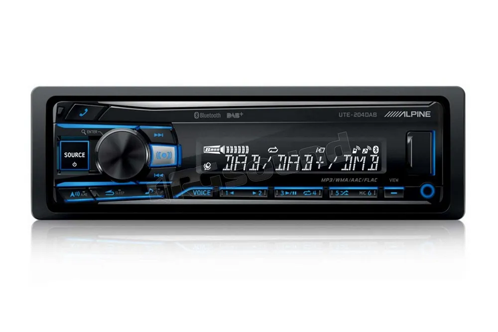 ALPINE UTE-204DAB Bluetooth DAB USB MP3 1-DIN Autoradio (RDS, Abnehmbares Bedienteil, AM/FM Radio, Animiertes Display, Bluetooth, DAB+, Eingebauter Equalizer, Freisprecheinrichtung, 1 DIN, Freisprecheinrichtung, Bluetooth)