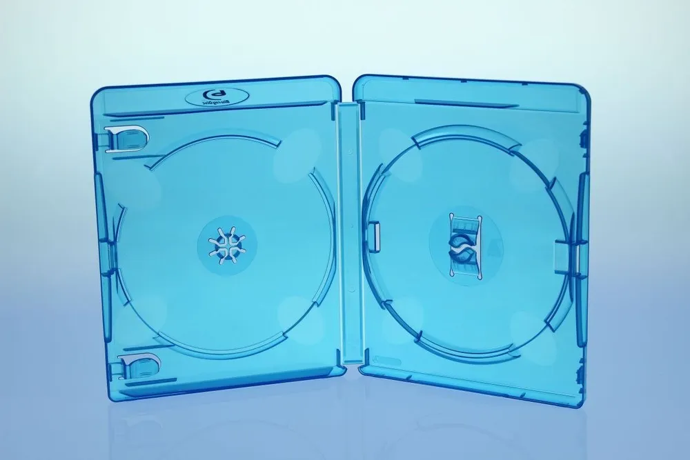 Amaray DVD-Hülle 5 Amaray BluRay Hüllen 15mm / 2fach 2er BD Hüllen / Farbe: blau / high