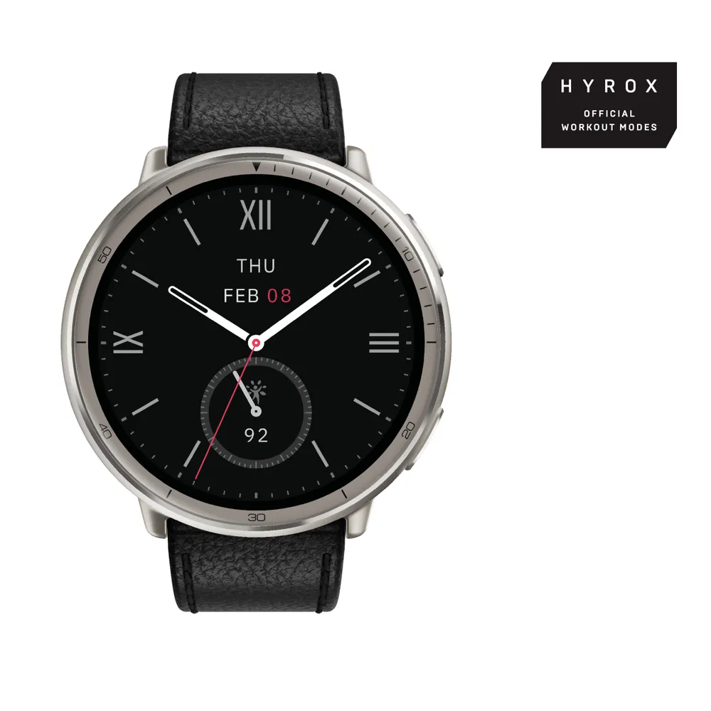 Active 2 Round Premium, HYROX-Modus, Black Leather Smartwatch