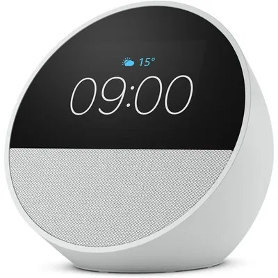 Amazon Echo Spot 2024 Intelligenter Wecker mit hochwertigem Klang und Alexa, Weiß, 2 Stück