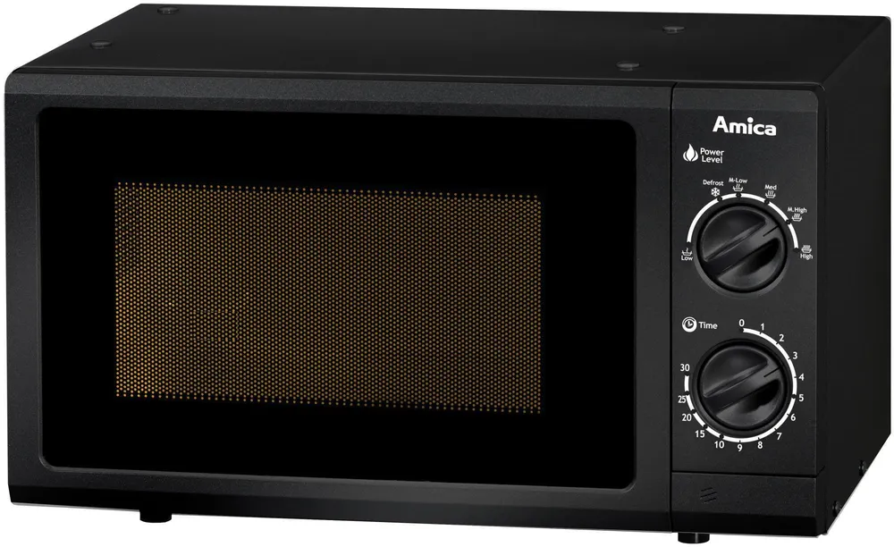 Amica MW 13151 S sw Mikrowelle 700W 17L unterbfähig 26,2x45,2x33,5cm