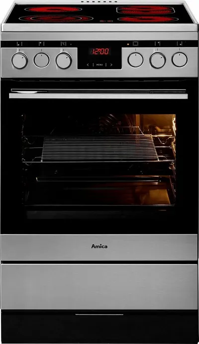 Amica Elektro-Standherd SHC 11587 E, mit 2-fach-Teleskopauszug, Komfortables Kochen und Backen mit bequemer Handhabung