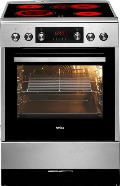 Amica Elektro-Standherd SHC 914 100, mit 2-fach-Teleskopauszug, Steam Clean, Komfortables Kochen und Backen mit bequemer Handhabung
