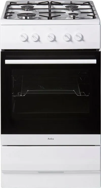 Amica Gas-Standherd SHGG 11502 W, Klassisches Kochen mit direkter Gasflamme und vertrauter Bedienung
