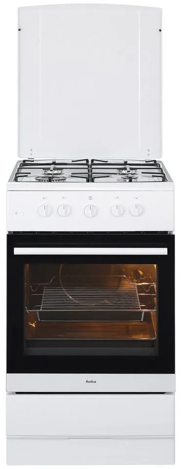 Amica Gas-Standherd SHGG 11559 W, Klassisches Kochen mit direkter Gasflamme und vertrauter Bedienung