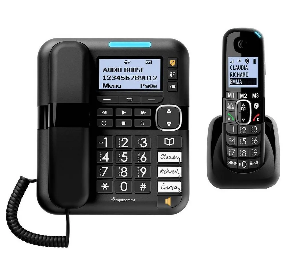 Amplicomms für Hörgeräte kompatibel ATL1423372 Seniorentelefon (Freisprechen, für Hörgeräte kompatibel, Wahlwiederholung)
