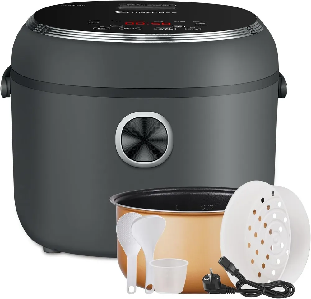 AMZCHEF Reiskocher ‎CE-DFB-P40OTU2-BK, 860 W, 4L,12-in-1 Reiskocher mit digitalem Display,860W