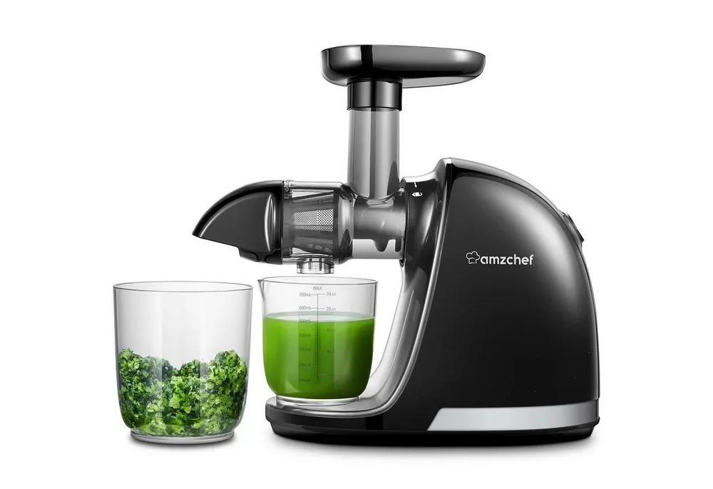 AMZCHEF Slow Juicer ZM1501, 150,00 W, Saftpresse Elektrisch, Entsafter Gemüse und Obst BPA Frei