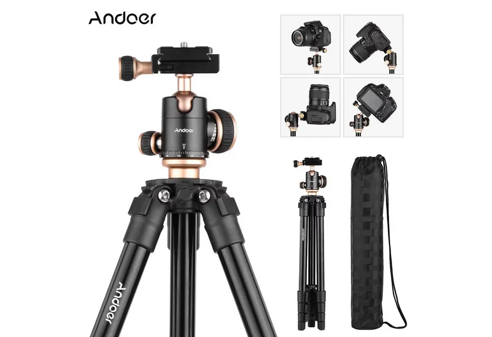 Andoer Q160SA Kamerastativ mit Panorama-Kugelkopfstativ DSLR-Digitalkameras Kamerastativ (bis 126cm höhenverstellbar, 8kg Tragfähigkeit)
