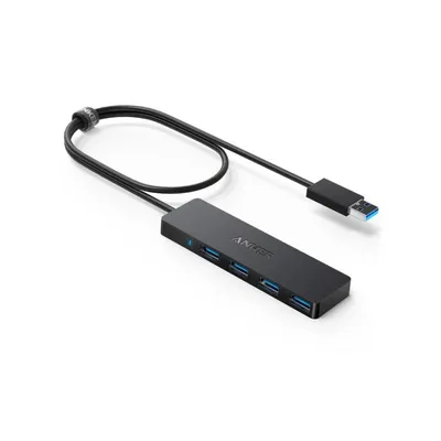 Hub Anker 4 Ports 5 Gbps USB 3.2 Gen 1 A7516016 Rundkabel Schwarz
