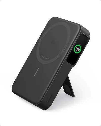 Anker Anker MagGo Powerbank, Smartes Display&klappbarer Ständer, 10.000mAh Powerbank Qi2-zertifiziertes 15W schnelles MagSafe-kompatibles mobiles Ladegerät, 10000 mAh (5 V), Für iPhone 17/16/15/14/13/12, Inkl. USB-C Kabel