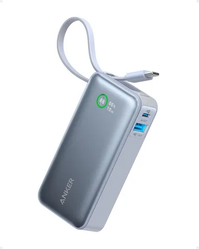 Anker Anker Nano Powerbank, 10.000mAh mit integriertem USB-C Kabel, Powerbank PD 30W Höchstleistung mit 1xUSB-C, 1xUSB-A 10000 mAh (5 V), Für iPhone 17/16/15/14, MacBook, Galaxy, iPad, AirPods und mehr