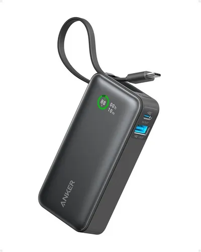 Anker Anker Nano Powerbank, 10.000mAh mit integriertem USB-C Kabel, Powerbank PD 30W Höchstleistung mit 1xUSB-C, 1xUSB-A 10000 mAh (5 V), Für iPhone 17/16/15/14, MacBook, Galaxy, iPad, AirPods und mehr